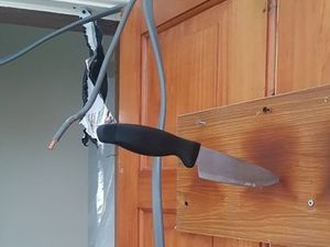 Supporting image for story: Police find knife stuck in door at cannabis factory in Oldbury