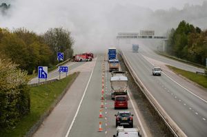 Smoke continues to billow across the M54 on Tuesday morning