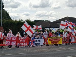 Protests outside the Roman Way Hotel in Cannock
