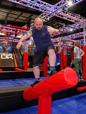 The tilting beam takes James by surprise