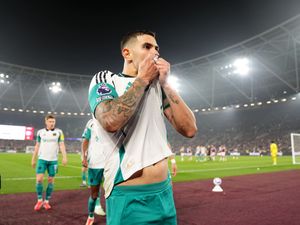 Newcastle's Bruno Guimaraes celebrates scoring