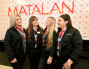 Staff Sophie Trueman, Sophie James, Amy Elwell and Amy Rushton wait for the customers