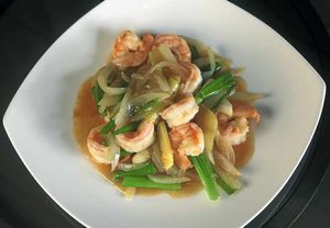 The king prawn with ginger dish