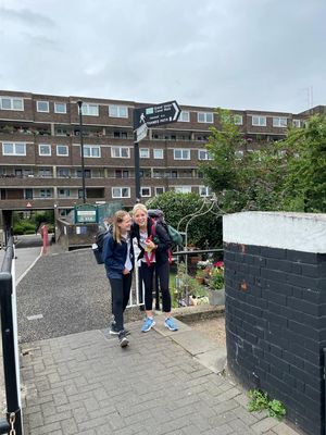 Lucia and Willa at the start of their footsore adventure