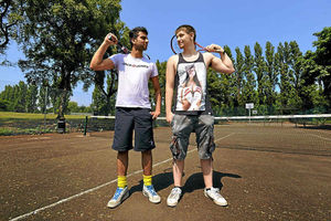 Inspired – playing tennis in Pleck park are Manpreet Dhaliwal from Oldbury and Wayne Caddick from Pleck
