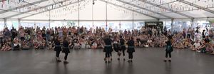 Youngsters perform to a packed audience in the tent at Shrewsbury Folk Festival. Photo: John Hooper