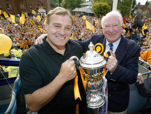 Hayward on the open top bus tour as Wolves celebrated promotion to the Premier League