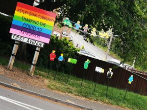 Supporting image for story: Family brightens up Telford road sign for key workers
