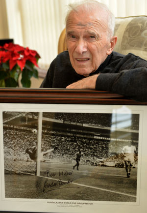 Glyne Wetton with what may be the last signed photograph of Gordon Banks – which will be up for auction in Walsall next month