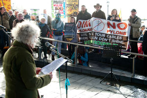 Jenny Chryss, RE-think’s Campaign Lead addressing the crowds of protestors