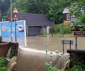 Flooding in Dale End, Coalbrookdale. Photo by Darby Road resident Rachel Dexter.