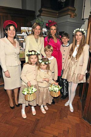 Elizabeth Hurley and her son Damian, who was a page boy with other bridesmaids and pageboys at the wedding