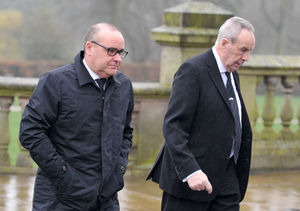 Town chief executive Brian Caldwell and chairman Roland Wycherley arrive at the funeral