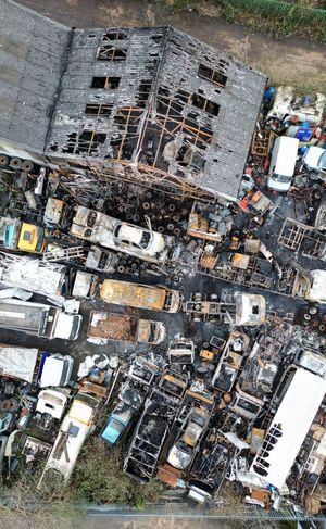 The aftermath of the fire at Ideal Works scrapyard, Halesowen