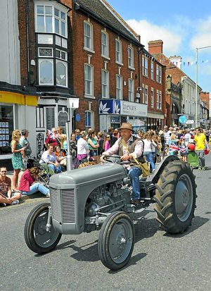 Vintage tractors on their way