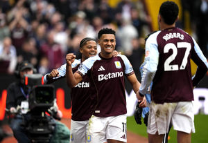 Aston Villa's Ollie Watkins (centre) celebrates scoring his side’s second goal