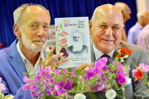 Graham Martin with his book that he has written about Henry Eckford and Barrie Eckford