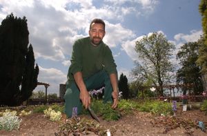 Zoo head gardener Carl Stevens at work in the sensory garden he created