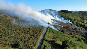 Firefighters have tackled a large open fire near Minsterley. Picture: Craig Jackson