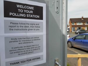 A polling station in a demountable building in Beechwoad Road, Dawley