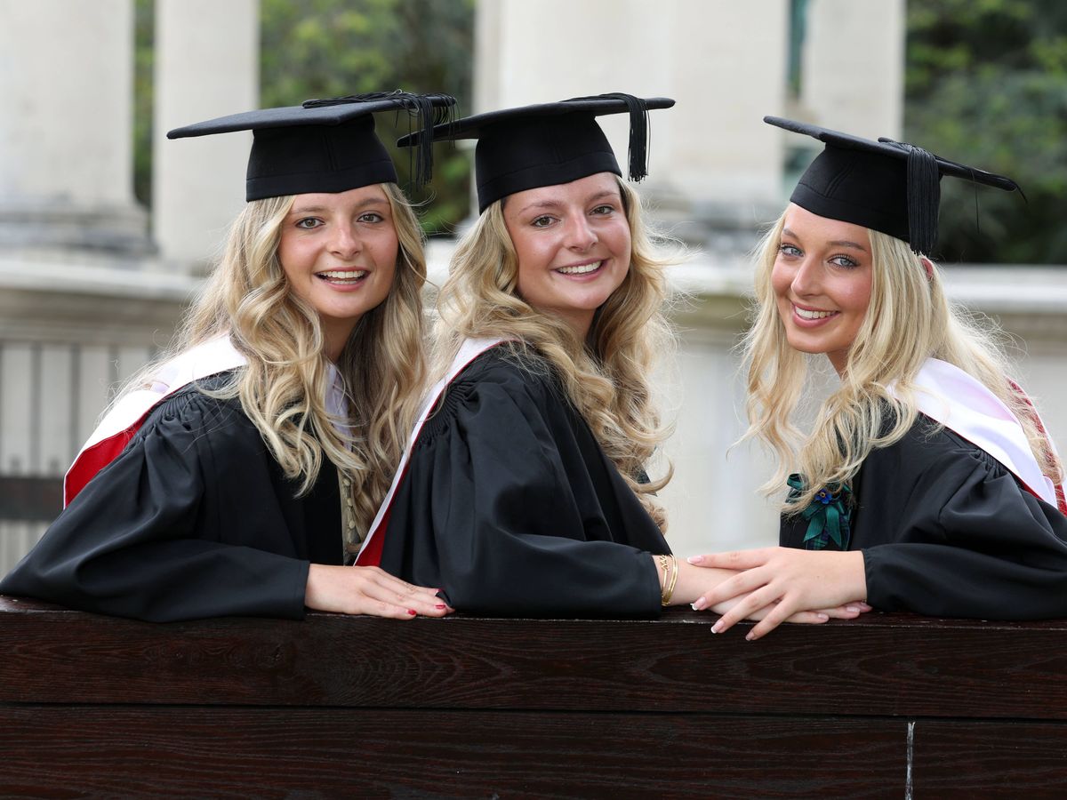 Triplets paid tribute to grandfather as they graduated from same university