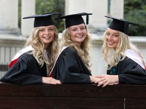 Supporting image for story: Triplets paid tribute to grandfather as they graduated from same university
