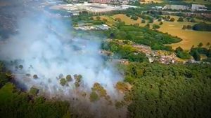 Drone footage captured by Ron Roughton of the fire on the Lickey Hills