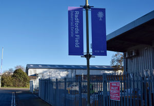 The banners on the industrial estate