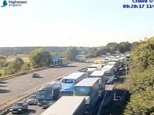 Supporting image for story: M6 vehicle fire leaves lane in need of resurfacing causing long delays
