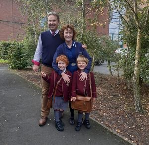 Lousie Madeley with her family outside Wrekin College
