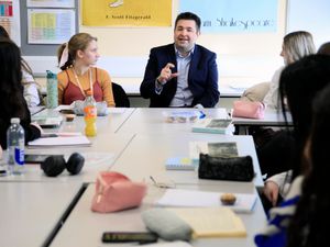 Supporting image for story: Telford council leader quizzed by students on visit to college