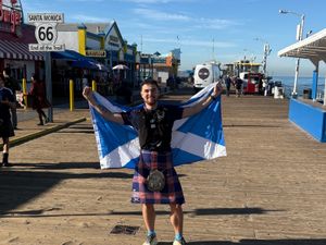 Supporting image for story: He would walk 3,000 miles: Campaigner starts World Cup ‘tartan trek’ across US