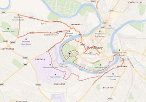 The Shrewsbury 10k route