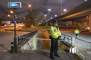 Police at the scene at Hockley Circus. Photo: SnapperSK
