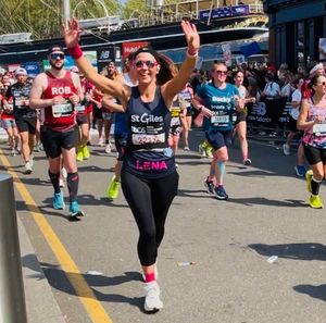 St Giles Hospice CEO Elinor Eustace completed the London Marathon at the weekend and smashed her target fundraising amount