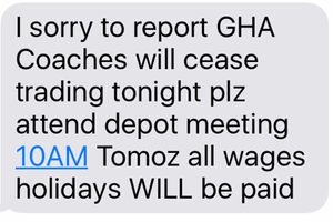The text message sent to staff