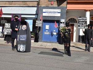 Supporting image for story: Mock funeral procession by Extinction Rebellion in Telford to mark critical climate report