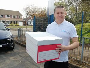 Supporting image for story: School donates visors to lifts firm