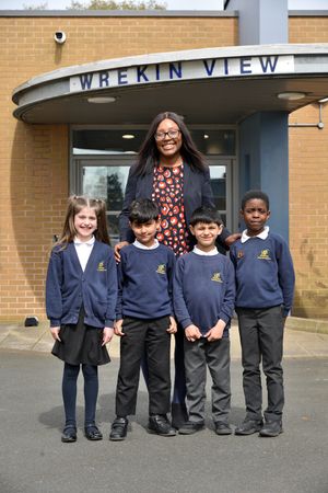 Wrekin View head teacher Fiona Atherton with pupils