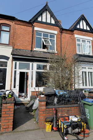 The scene of the fire in Park Road, Bearwood