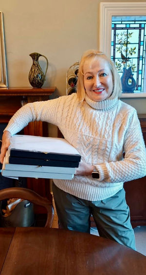 Sarah Parry-Jones preparing her first public viewing of her work