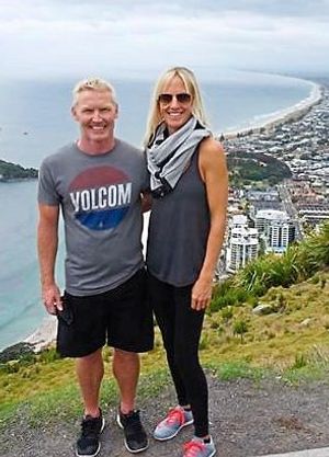 With fiancee Angela in California