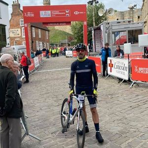 Ab Woolass at the end of his first professional race