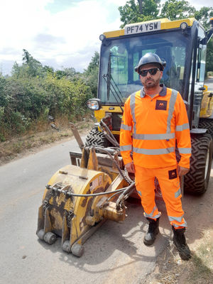 Dec Pye, a supervisor at Multevo, next to a Multihog machine. Picture: LDRS