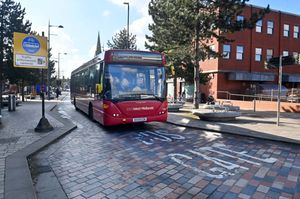The bus lane in New Street, West Bromwich