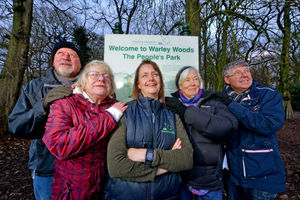 Warley Woods Community Trust trustees Andrew Bull and Barbara Platts, trust manager Viv Cole, and trustees Kate Slade and Mick Guy celebrate the award