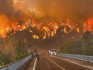 Supporting image for story: Wildfire kills 10 firefighters and rescue workers in Turkey