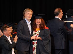 Supporting image for story: Shropshire songwriting graduate meets music idol Paul McCartney