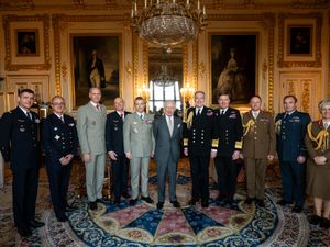 The King with the joint chiefs of staff of the UK and France at Windsor Castle (Aaron Chown/PA)