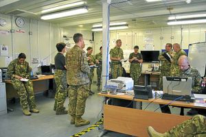 Keeping up-to-date – the hospital command team gathers for a briefing